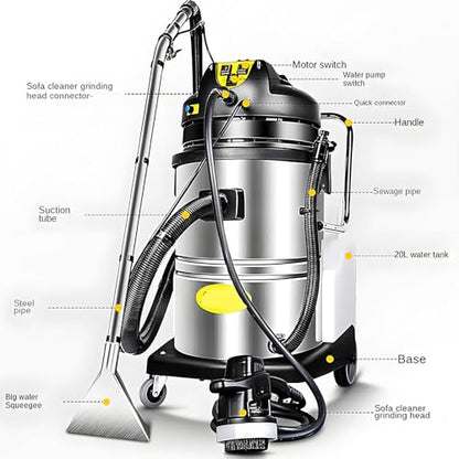 Commercial Carpet Cleaner Machine, Heavy Duty Extractor Vacuum Washing Machine, Portable Wet Dry Vacuum Cleaner for Workshop, Car, Garage, Home 20L, 60L - size: 60L