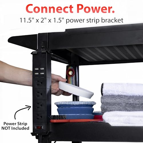 Adam's Polishes Professional Detail Cart Powder Coated Metal Car Detailing Cart for Garage | Storage Space, Rolling Premium Locking Casters, Polisher Holders, Heavy Duty Workshop, Detailers Garage - size: Professional Detailing Cart