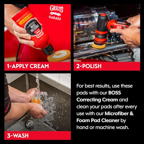 Griot's Garage 2" BOSS Correcting Foam Pads for Car Polishing, Buffing, Detailing and Light to Moderate Auto Paint Correction, Durable, Machine-Washable, Pack of 4 - size: 2" Pads (Set of 4)