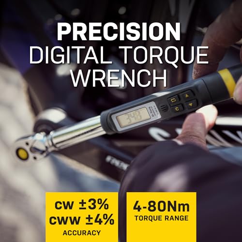 Topeak D-Torq Wrench DX Digital Torque Wrench – 4-80 Nm (3/8″ Drive) with 8 Sockets & 10 Hex/Torx Bits, LCD Display & Audible Alerts, High-Precision Torque Tool for Bicycle, Motorcycle & Automotive | torque-wrenches
