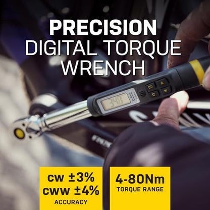 Topeak D-Torq Wrench DX Digital Torque Wrench – 4-80 Nm (3/8″ Drive) with 8 Sockets & 10 Hex/Torx Bits, LCD Display & Audible Alerts, High-Precision Torque Tool for Bicycle, Motorcycle & Automotive | torque-wrenches