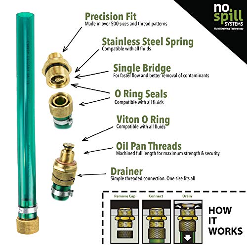 NO-Spill Oil Drain KIT | Kit Contains: Dust Cap, Oil Plug, & 10" Hose | Compatible with Various Models, Makes, and Manufactures | Select Your Application - size: 20Detroit Diesel DD5 & DD8 (side plug)