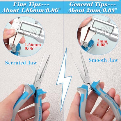 SPEEDWOX Fine Tips Needle Nose Pliers With Serrated Jaw Precision Jaw | Jewelry Making Tools, Long Nose Fishing Pliers, Serrated Jaw, With Protective Cover, For Wire Looping Beading - style: Upgrade Fine Tips Needle Nose