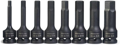 NEIKO 01137B 1/2-Inch-Drive Allen Socket Set, 3-Inch Length, 1/2-Inch Impact Hex-Bit Socket Set, SAE Hex Driver 1/4" to 3/4", CrMo Steel, Impact-Grade, 8-Piece Set - style: SAE