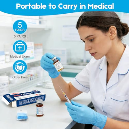 5 Mil Blue Nitrile Gloves Disposable with 5 Bonus Travel Packs - Durable Food Safe Hand Protection for Kitchen Cooking, BBQ, Cleaning & Pet Care - Latex Free, Powder Free & Textured, Medium - color: Blue of 110pcs, size: Medium