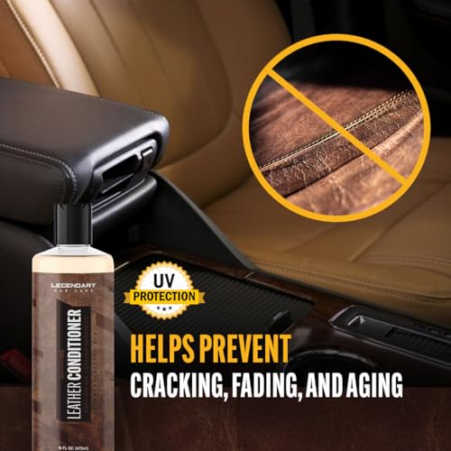 Legendary Leather Conditioner 16oz - Cleans, Conditions & Protects Car Interior - Leather Cleaner and Restorer for Car Seats, Plastics & Vinyl | Satin Finish, Non-Greasy - size: Leather Conditioner 16oz
