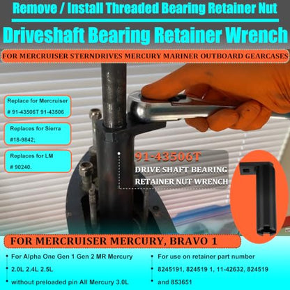 Lower Bearing Carrier Puller,Retainer & Drive Shaft Bearing Retainer Wrench | Replace# 91-61069, 91-43506, Heavy Duty Marine Outboard Lower Unit Repair Wrench Tool Kit - size: Puller & Wrench Set
