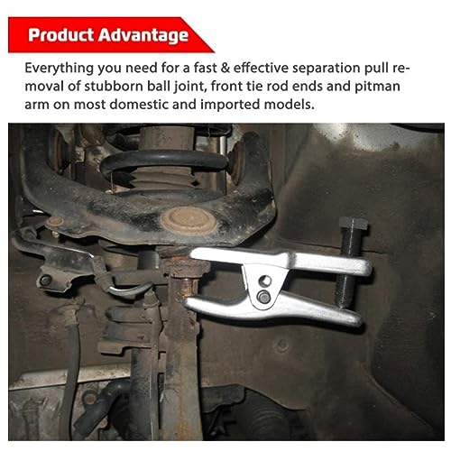 5 Piece Front End Suspension Service Kit including Joint Tie Rod Separator and Puller Set for Car Repair, Heavy Duty Steel Tools with Storage Box, Ideal for