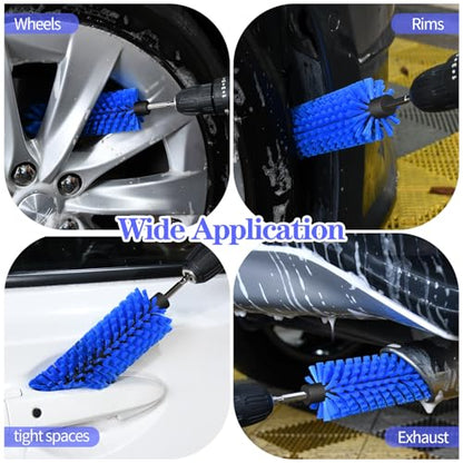 1 Pack Drill Brush for Car Wheel and Bottle(Blue) | for Wheels, Rims, Engines, Exhaust, Bottle - color: 1 Pack Dark Blue