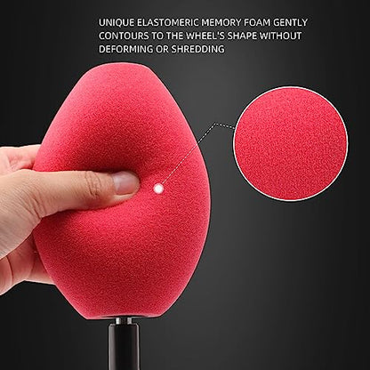 Wheel Rims Polisher, SPTA Polishing Ball, Polishing Cone, Metal Wheel Polishing Tool, Ball Buster Wheel and Rim Polisher System Attaches to Standard Household Drill - color: Red Oval Polishing Ball