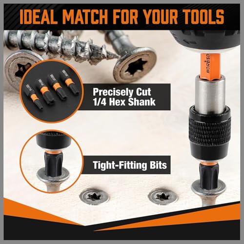 HORUSDY Tamper Proof Torx Bit Set, 13-Pieces T5-T40 Security Torx Bits with Magnetic Tips, Torque Star Bits with 2.1" Self-locking Quick Change and Storage Box, S2 Steel - style: New Version