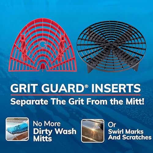 The Original Grit Guard Bucket Insert with Washboard Combo | Removes Dirt from Wash Mitt for Detailing | Car Wash Bucket Insert & Washboard | Black/Red - Made in the USA - color: Black/Red
