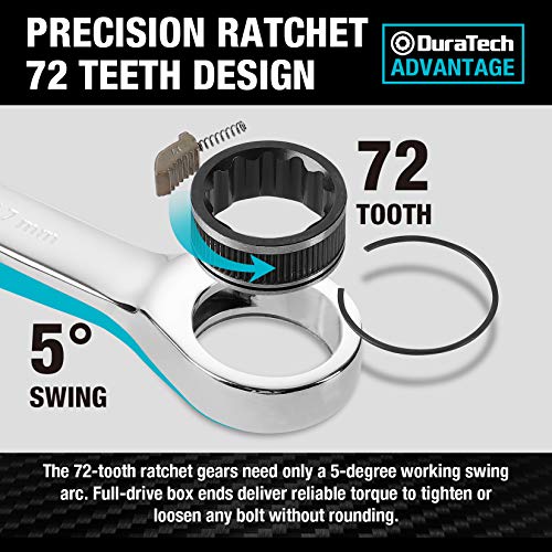 DURATECH Ratcheting Wrench Set, Combination Wrench Set, SAE & Metric, 22-piece, 1/4" to 3/4" & 6-18mm, CR-V Steel, with Pouch - style: Regular