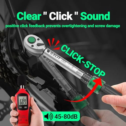 1/4" Drive Click Torque Wrench, 20-240 in.lb/2.3-27 Nm, Dual-Direction Adjustable 72 Tooth Ratchet, ±3% Accuracy Small Torque Wrench for Bike and Motorcycle - size: 1/4", 1.67-20 ft-lb