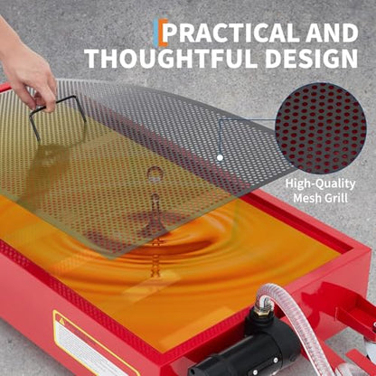 Oil Drain Pan 20 Gallon Oil Drain Tank,76L Low Profile Oil Drain Pan,Oil Catch Pans for Changing Oil,Foldable Hand, with 110V Electric Pump,Hose, Swivel Casters for Car, SUV, Trucks Oil Draining