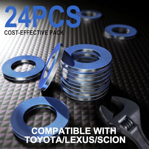 24PCS Dcoecue 90430-12031 Oil Drain Plug Gaskets | For Toyota/Lexus/Scion, Anti-Stick Blue Double-Layer Aluminum M12 Crush Washer, Reliable Oil Drain Plug Washer