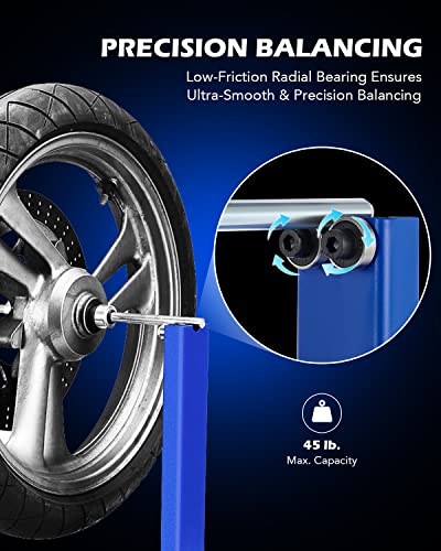 Orion Motor Tech Motorcycle Bike Wheel Balancer, Tire Balancer Stand with Adjustable Centering Cones, Heavy Duty Motorcycle Wheel Balancing Stand, Portable Bicycle Wheel Balancer for up to 12" Tires - style: Standard