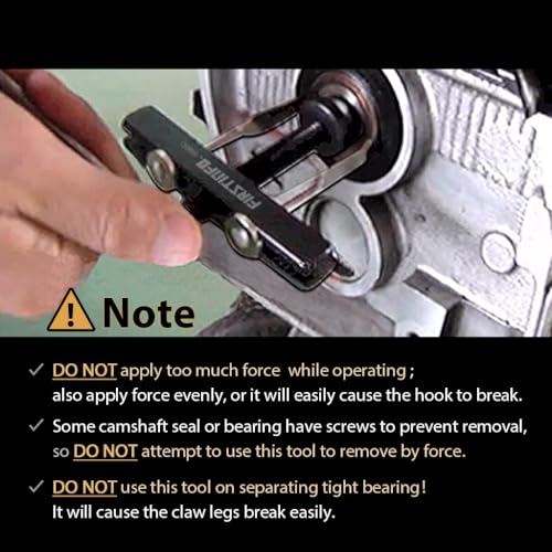 FIRSTINFO Crankshaft Camshaft Seal Puller with 2 Pairs of Hooks | Fits 27-80 mm / 1-3.1" oil seals removal • 4.6 in x2 + 2.87 in x2 hooks • Hook-tip engagement • Made in Taiwan - size: Removal Puller Kit