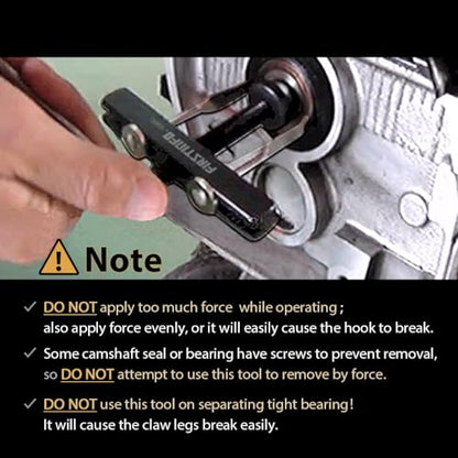 FIRSTINFO Crankshaft Camshaft Seal Puller with 2 Pairs of Hooks | Fits 27-80 mm / 1-3.1" oil seals removal • 4.6 in x2 + 2.87 in x2 hooks • Hook-tip engagement • Made in Taiwan - size: Removal Puller Kit