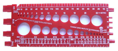 Stainlesstown Nut Bolt Thread Gauge (Red) - Measures Diameter, Thread Pitch & Length - Fractional #4 to 1" & Metric 3mm to 22mm - Durable 1/4" Thick Hard Plastic - color: Red