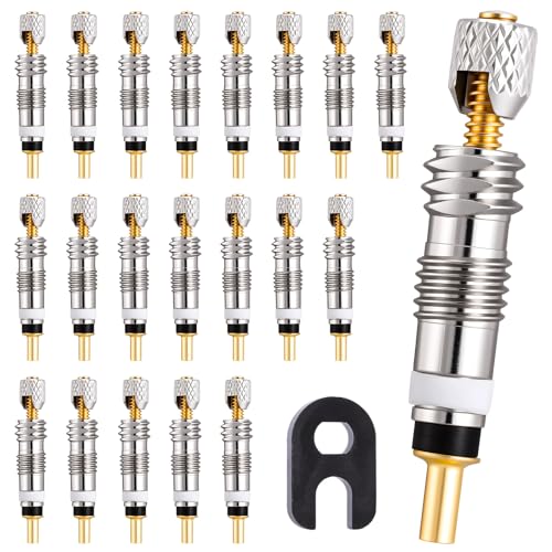 21Pcs Professional Brass Presta Valve Core & Stem - Leak-Proof Valve cores and Remover Tool Universal for Tubeless Road/MTB Bike Tires (Upgrade)