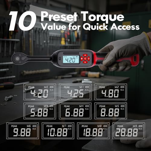 14-Piece 3/8" Digital Torque Wrench Spark Plug Socket Set | 4.2-85 N.m (3-62.6 Ft.lb) with Magnetic Swivel Sockets, LED & Buzzer Alerts, CR-V Steel for Automotive Engine Maintenance - size: 3/8" 14pcs-Spark 4.2-85N.m/3-62.6Ft.lb