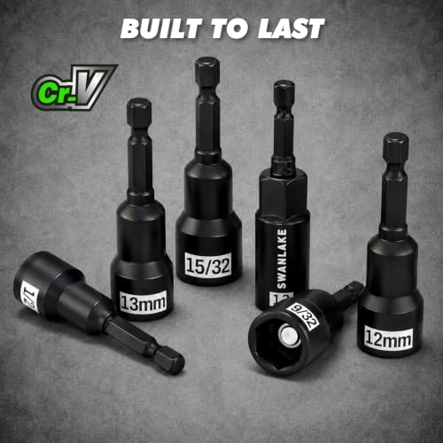 22-Piece Magnetic Nut Driver Set, Metric & SAE (5-13mm & 3/16"-1/2"), 1/4" Hex Shank Impact Bit Set, Wing Nut Driver Bits, Magnetic Aluminum Storage Rail - style: Nut Driver Set with Rail