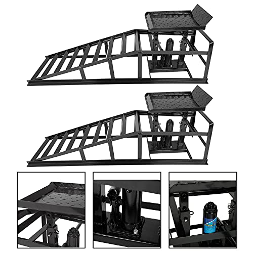 TYFYB 2 Pack Black 10000lbs Capacity Low Profile Car Lift Service Ramps Truck Trailer Garage Automotive Hydraulic Lift Repair Frame Lift Height Hydraulic Vehicle Ramps, CY0665