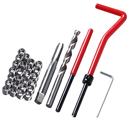 30 PCS Stainless Steel Thread Repair Kit M6x1.0mm Metric Thread Repair Insert Kit Compatible Hand Tool Set For Auto Repairing