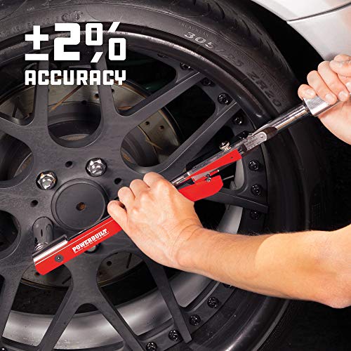 Powerbuilt 1/2 Inch Drive Torque Wrench Deflecting Beam, Accurate Torque Range 20 to 220 Foot Pounds, Precise Measurement with Sound, 649972 - style: Deflecting Beam
