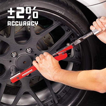 Powerbuilt 1/2 Inch Drive Torque Wrench Deflecting Beam, Accurate Torque Range 20 to 220 Foot Pounds, Precise Measurement with Sound, 649972 - style: Deflecting Beam