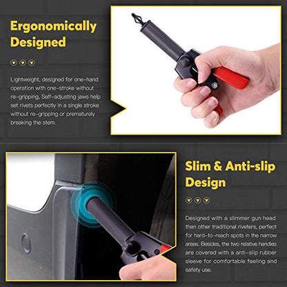 42Pcs Plastic Rivet Gun Set with 40Pcs 4Sizes Nylon Blind Rivets and 1Pcs Fastener Removal Tool, Hand Riveter Suitable for Automotive and More