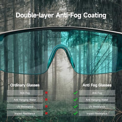 xaegistac Anti Fog Safety Glasses with Side Shields | UV400 Protective Eyewear,Impact Resistant Safety Goggles for Men Women - color: Blue Lens and Black Frame