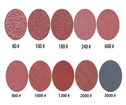 100 Pieces 2 Inch Sanding Discs, 80-3000 Grit Sandpaper | with 1/4" Shank Backing Plate and Foam Buffering Pad,for Drill Grinder Tool,Hook & Loop Sand Paper Assortment Pack