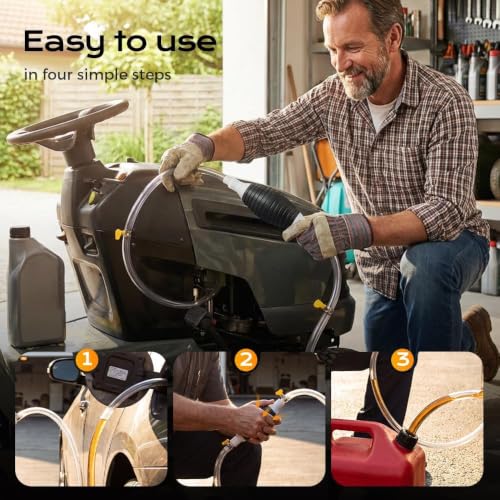 Multifunctional Liquid Siphon Pump, Manual Hand Pump for Gasoline Diesel Water, Leak-Free Transfer with Double Stop Valve, Oil Extractor with 6.6ft Hose for Car Motorcycle Boat