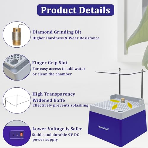 Stained Glass Grinder Mini DIY Grinding Tool, 9V 3.5A Portable Glass Grinder Kit with 5/8" Diamond Grinder Bit for Glass Processing Arts Etc. (Blue) - color: Blue