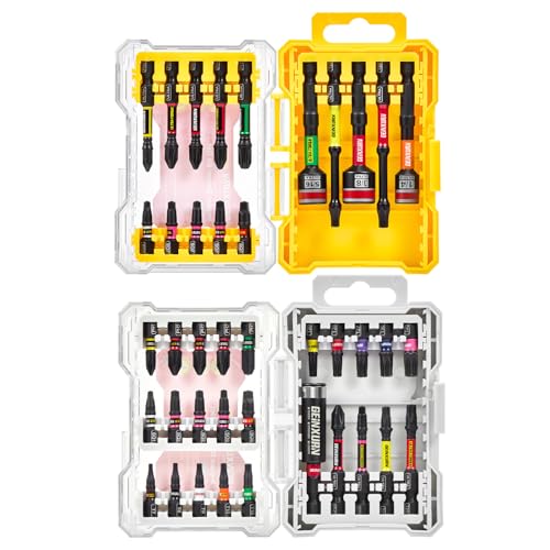 Geinxurn 40Pieces Impact Screwdriver Bits Set, Magnetic S2 Steel Phillips/Square/Torx Insert Power Bits Tips,Impact Bit Holder and Nut Driver with Storage Box Case - style: 40pcs-Yw/Bg