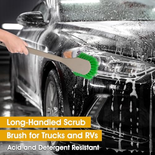 Premium Chemical-Resistant Brush for Fender & Wheel Cleaning - 2-1/2" Sturdy Bristle and 8-1/2" Ergonomic Short Handle - Cleaning Tool for Automotive Maintenance - Pack of 3 | Chemical-resistant soft bristle brush with ergonomic short handle for cleaning