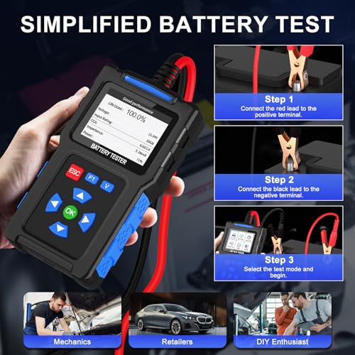 Car Battery Tester, Topdiag BT300 12V Automotive Alternator Tester, 20-2000 CCA Battery Load Tester for Cranking & Charging System, Analyzer for Car/Truck/Motorcycle/Boat