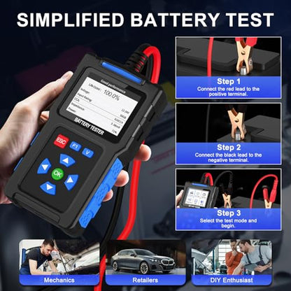 Car Battery Tester, Topdiag BT300 12V Automotive Alternator Tester, 20-2000 CCA Battery Load Tester for Cranking & Charging System, Analyzer for Car/Truck/Motorcycle/Boat