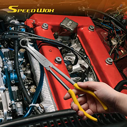 SPEEDWOX Long Reach Hose Grip Pliers 11 Inches Ring Nose 3/5 Inch Diameter Offset Spark Plug Boot Removal Serrated Jaws for Hard to Reach Narrow Spaces - style: Circle