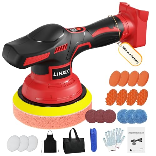 Cordless Car Polisher for Car Detailing Compatible with Milwaukee 18V Battery (Battery Not Include), 6 inch Car Buffer with 26pcs Polishing Kit, 8 Variable Speed Portable Orbital Polisher for Auto