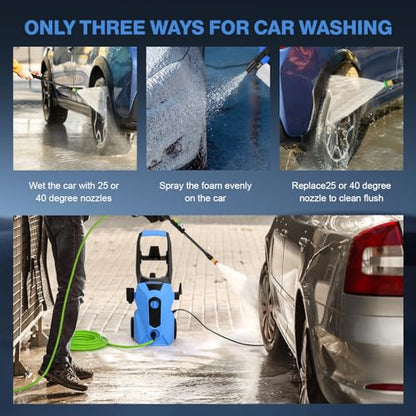 Electric Pressure Washer 5000 PSI 2.8GPM Portable Power Washer with 4 QC Nozzles, 500ML Foam Cannon for Cars/Fences/Driveways/Home/Patios Cleaning, Blue - color: Blue