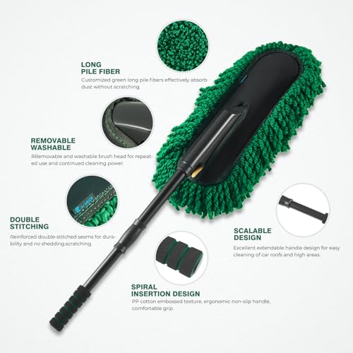 FLORICH Microfiber Car Duster Kit, Large Extendable Car Duster Exterior Scratch Free, Durable Car Brush Interior for Cars RV Truck - size: Carduster01