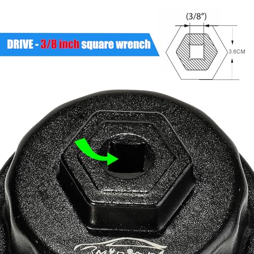 3mirrors Oil Filter Wrench Oil Filter Removal Tool Compatible with Toyota Lexus Scion RAV4 Camry Tundra Highlander Sienna Prius 2.5-5.7L Engine with 64mm Cartridge Style Oil Filter System