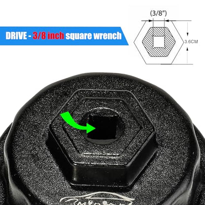 3mirrors Oil Filter Wrench Oil Filter Removal Tool Compatible with Toyota Lexus Scion RAV4 Camry Tundra Highlander Sienna Prius 2.5-5.7L Engine with 64mm Cartridge Style Oil Filter System