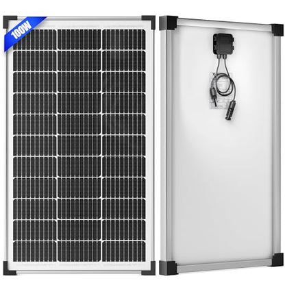 Voltset 100W 12V Solar Panel 25% High Efficiency 9BB Cell Monocrystalline | IP67 Waterproof, Durable Aluminum Alloy Frame, for RV Boat Marine Trailer Camper Rooftop Farm Off-Grid - size: 100W