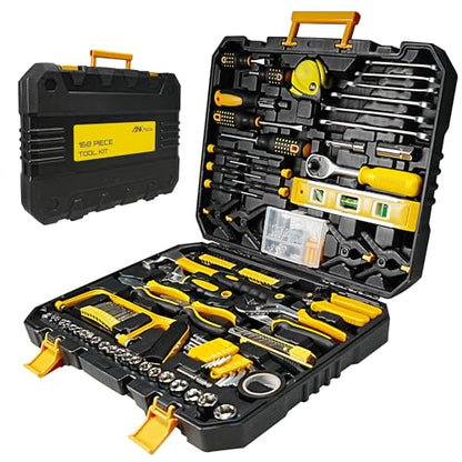 168-Piece Tool Set with Screwdrivers Ratchet Wrenches Tool Kit for Home | Tool Set with Socket Wrenches, Hand Saw, Hammer General Tool Kit for Dorm, Motorcycle, Plumbing Repairs