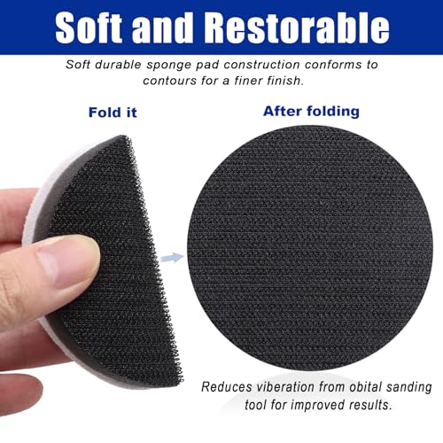 6 Pack Interface Pads, 3 Inch Hook and Loop Soft Density Sponge Cushion Buffer Backing Pad, Foam Sanding Interface Pads for Orbital Sander Automotive Woodworking Polishing - size: 3 inch - 6 Pack