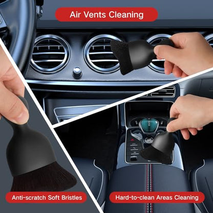 Qydipclin 7pcs Windshield Cleaner Tool Car Window Cleaning Wash Kit with 4 Reusable Microfiber Pads 1 Spray Bottle and Extendable Handle Auto Glass Wiper Kit, Red - color: Red